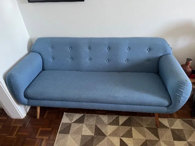Sofá 3 lugares, linho azul (marca Mobly) - Foto 2