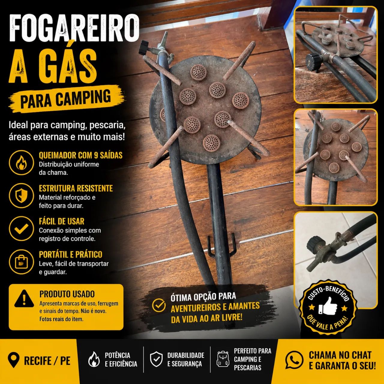 Fogareiro a gás camping 