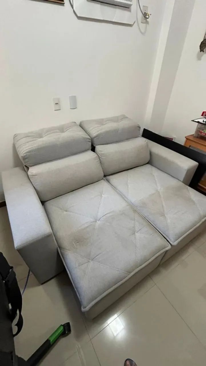 Sofá em linho cinza 2 lugares  - Foto 3