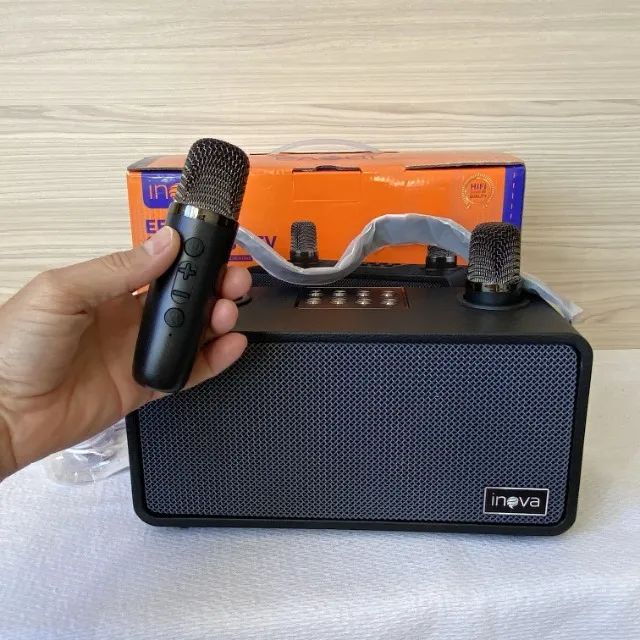 Caixa de Som para Karaokê com 2 Microfones Inova Rad 12302