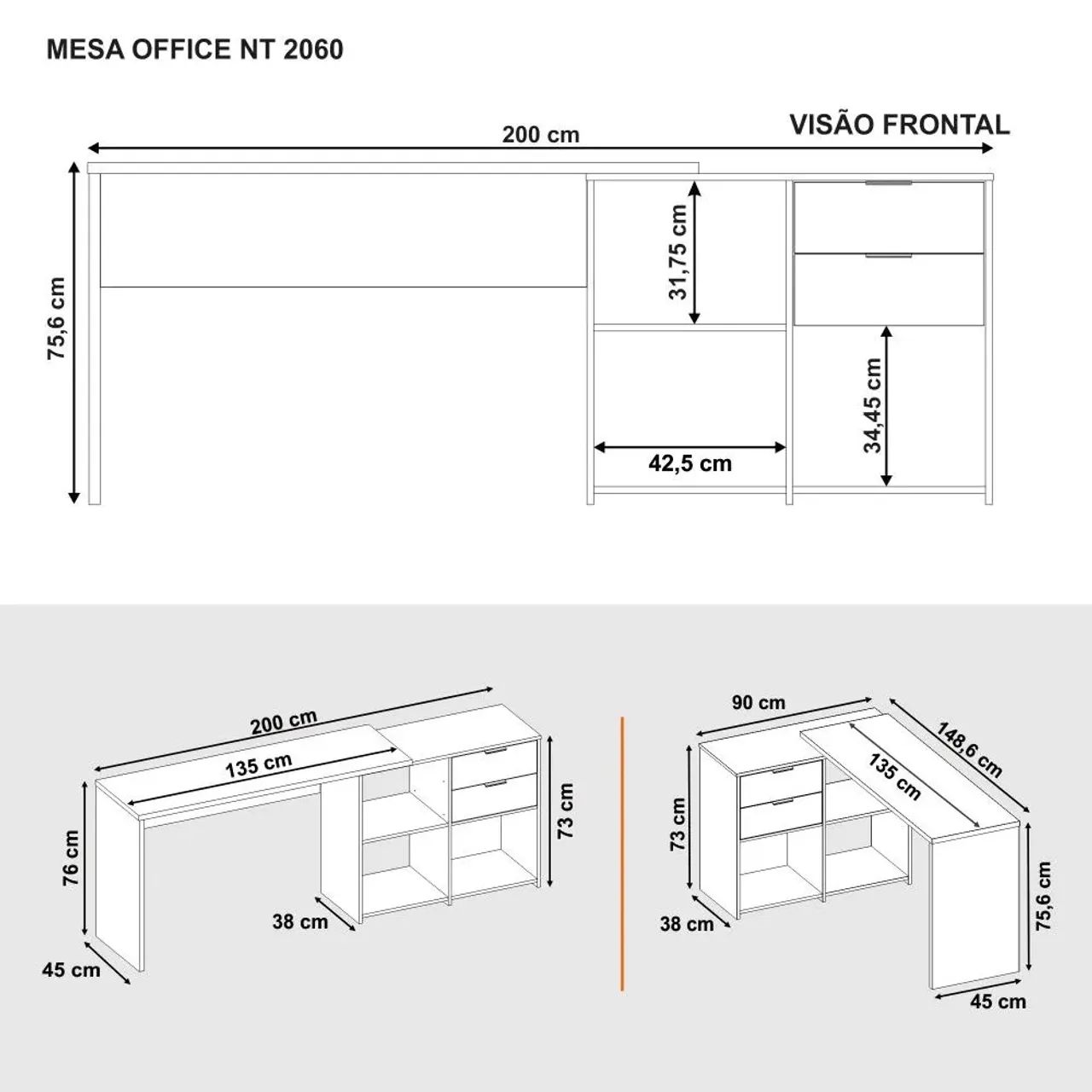 Escrivaninha com 04 formas de montagem _ Até 10x sem juros - Foto 4