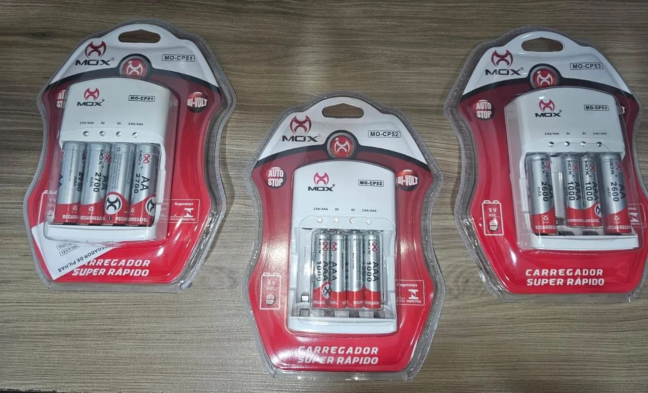 Carregador de Pilhas para AA AAA 9v mox
