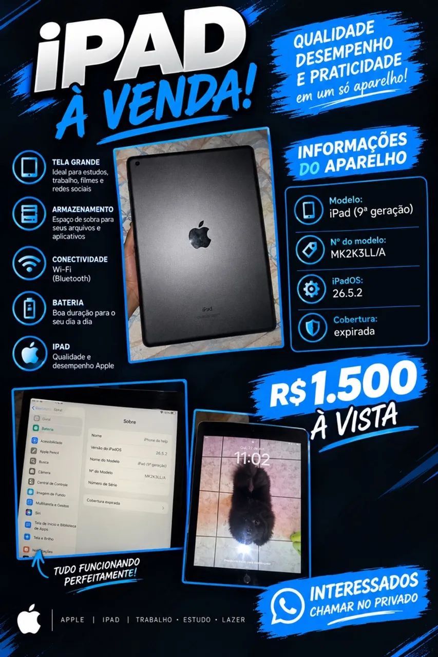 iPad 99%de saúde da bateria original 