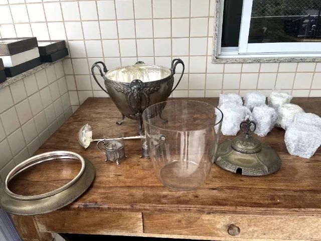 Boleira e bandeja de prata com 10 copos e colher - Foto 4