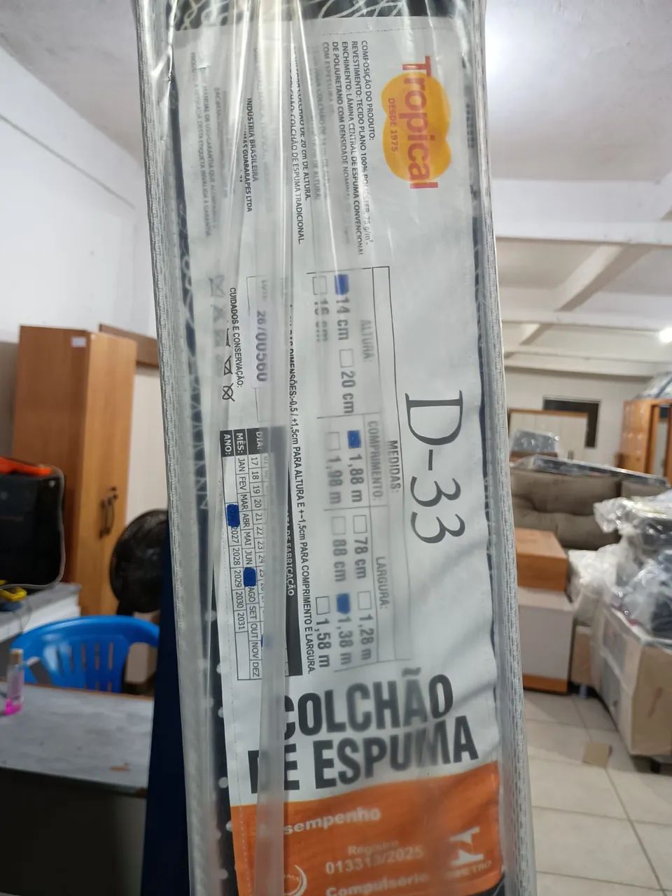 Colchão casal 100% espuma D33
