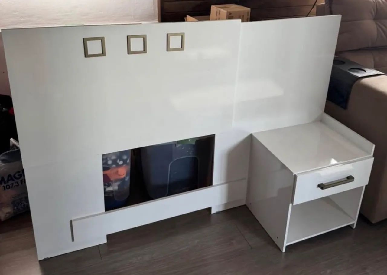 Cabeceira Solteiro Santos Andirá 148cm Havana Plus com Mesa de Cabeceira - Foto 2