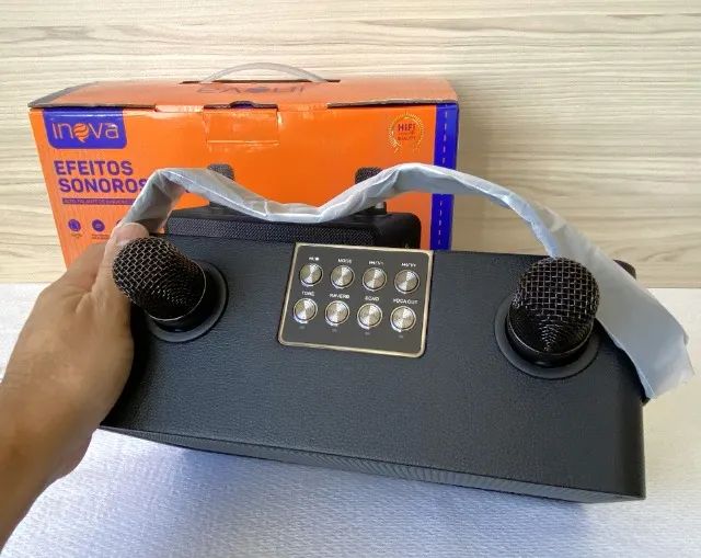 Caixa de Som para Karaokê com 2 Microfones Inova Rad 12302 - Foto 2