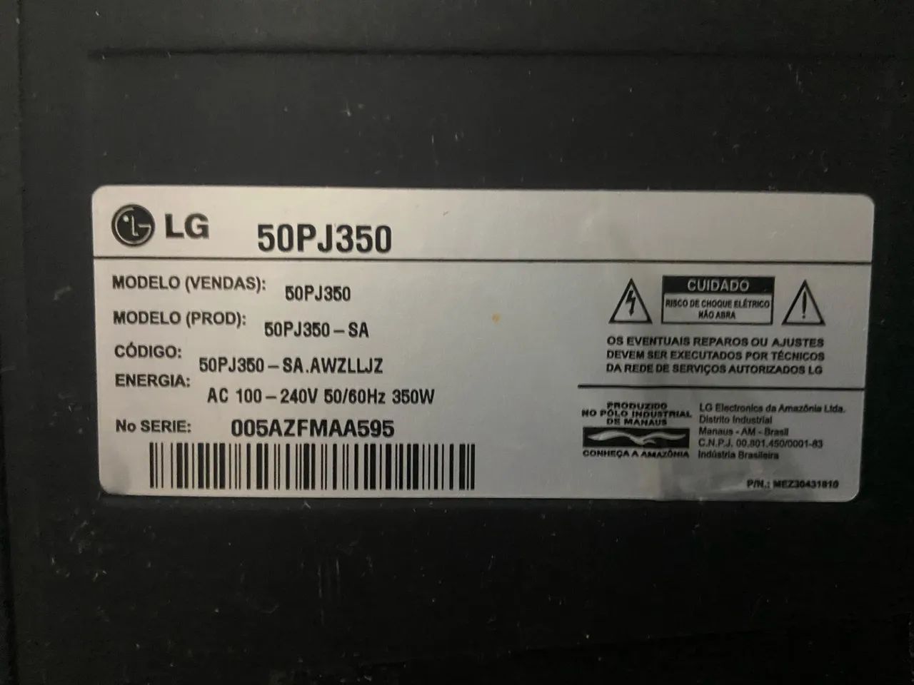 TV Plasma LG 50 Polegadas (Modelo 50PJ350) - Imagem Excelente - Foto 3