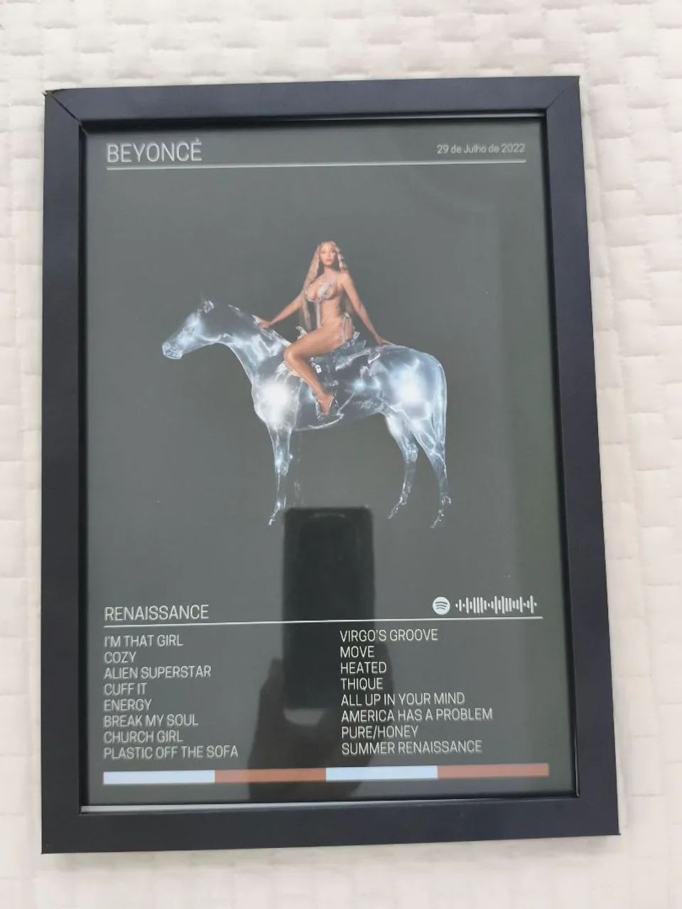 Quadro decorativo álbum Spotify Beyoncé Renaissance moldura e vidro ...