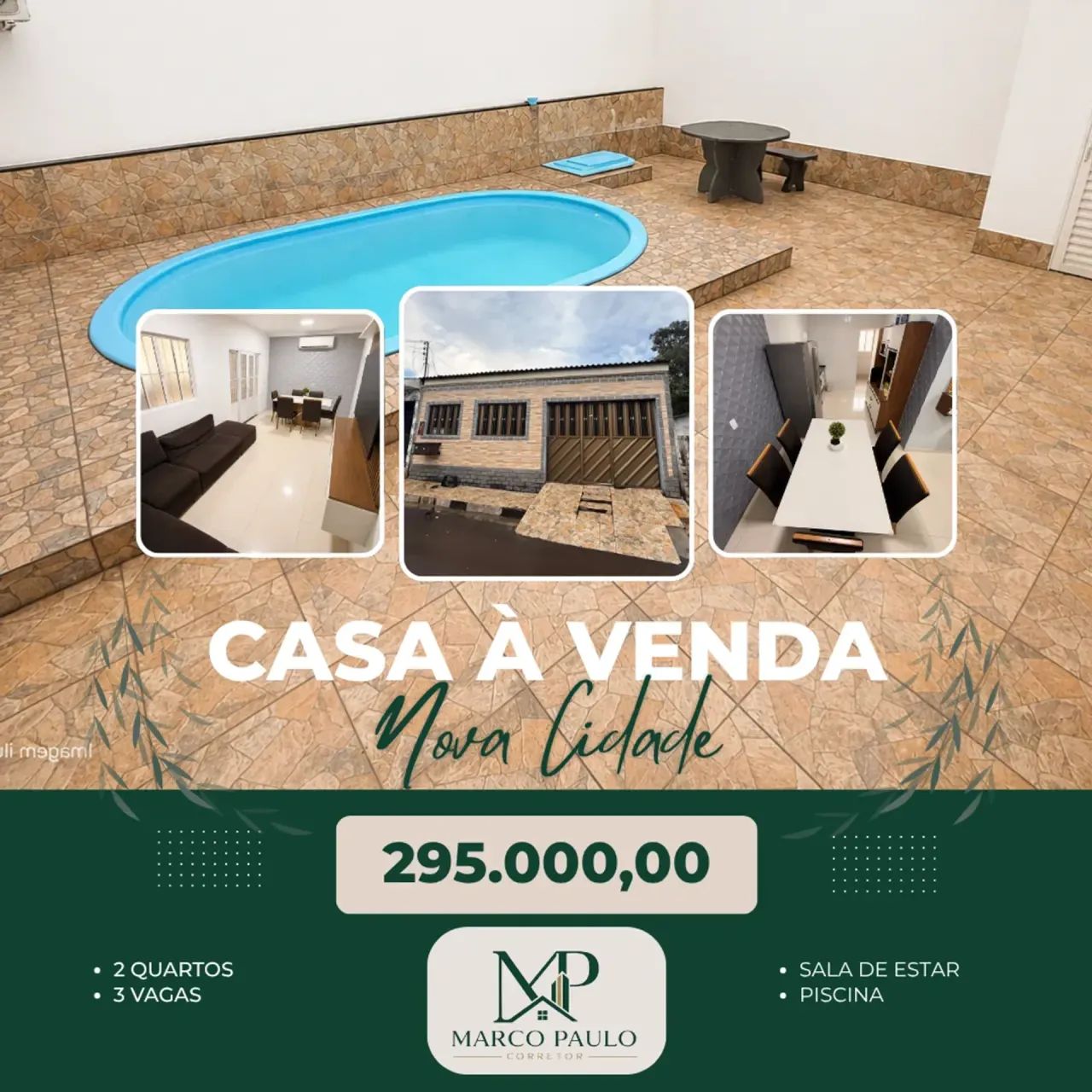 VENDO CASA COM PISCINA - NOVA CIDADE - 2 QUARTOS