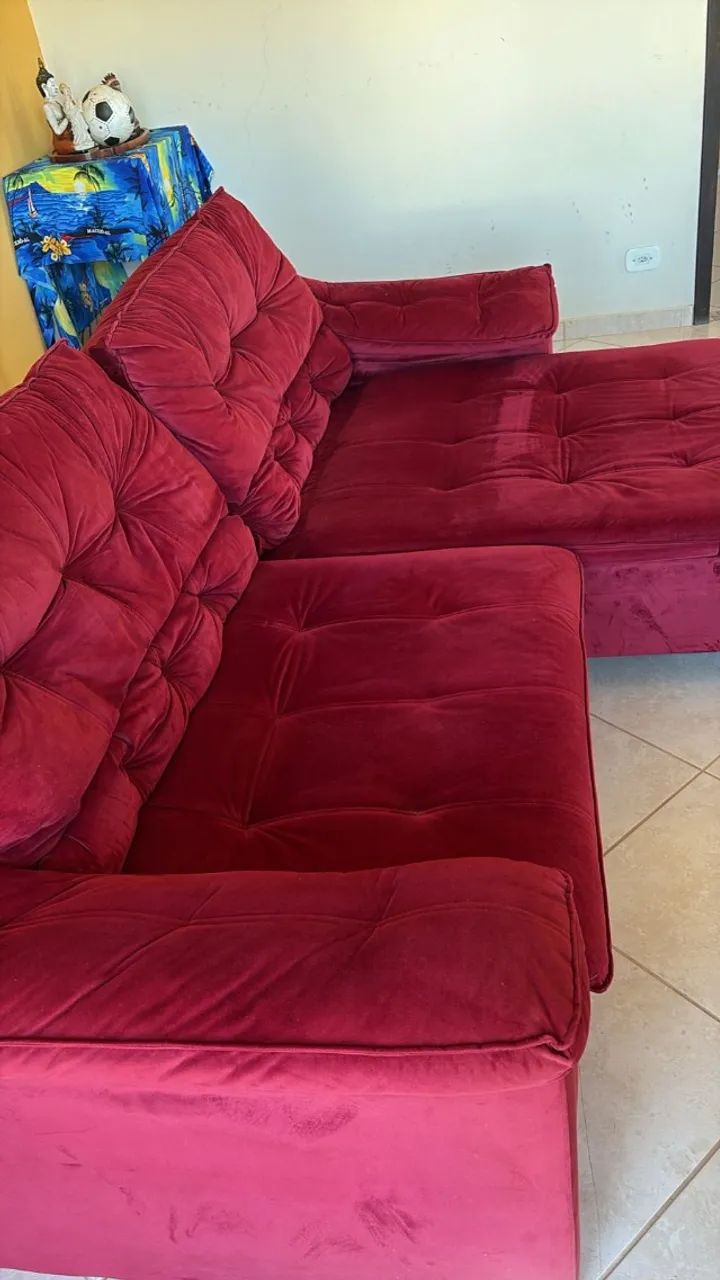Sofá retrátil semi novo - vermelho - Foto 2