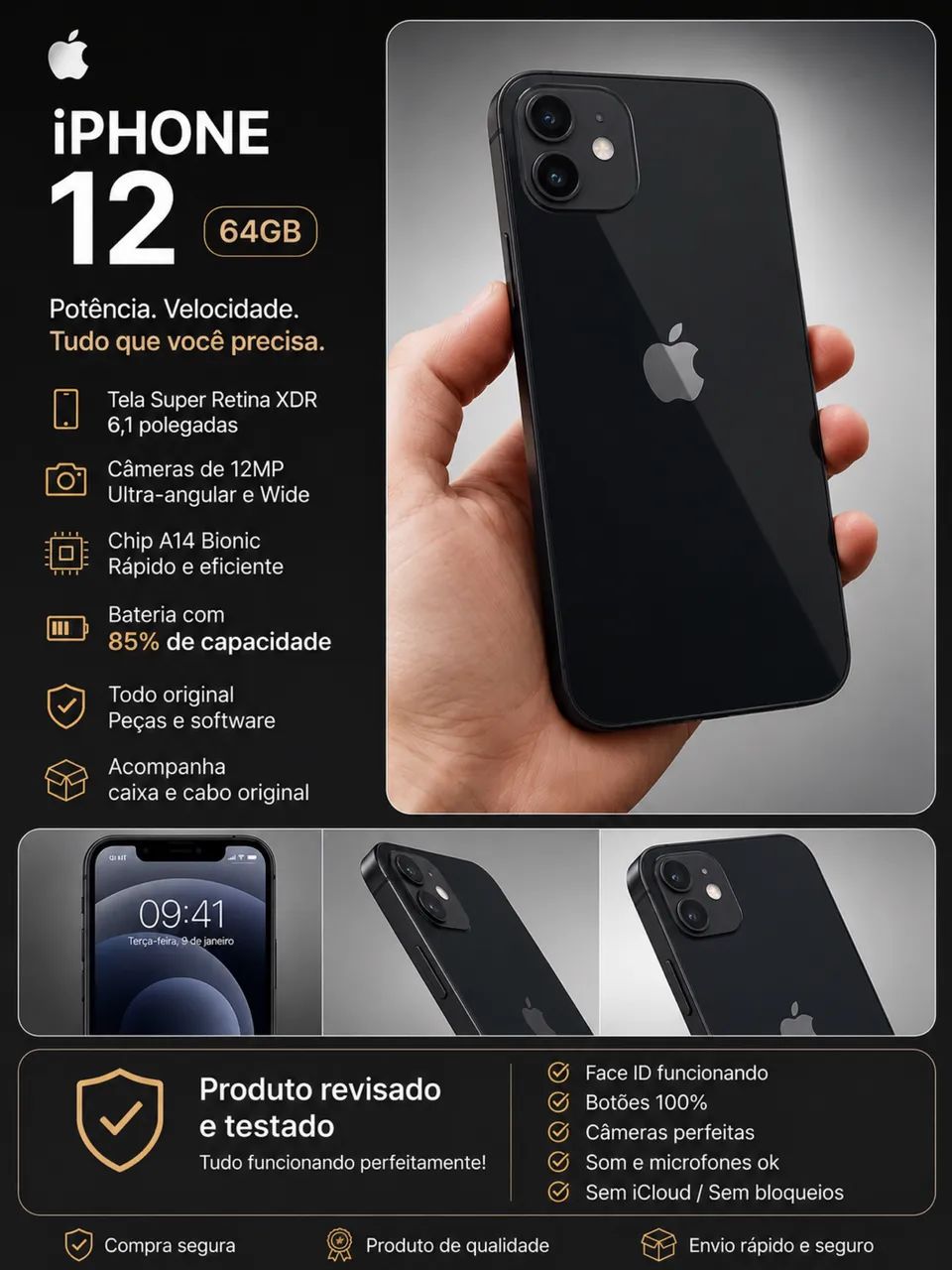 iPhone 12 Preto 