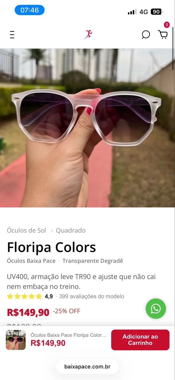Óculos de corrida Baixa Pace NOVO - Foto 3