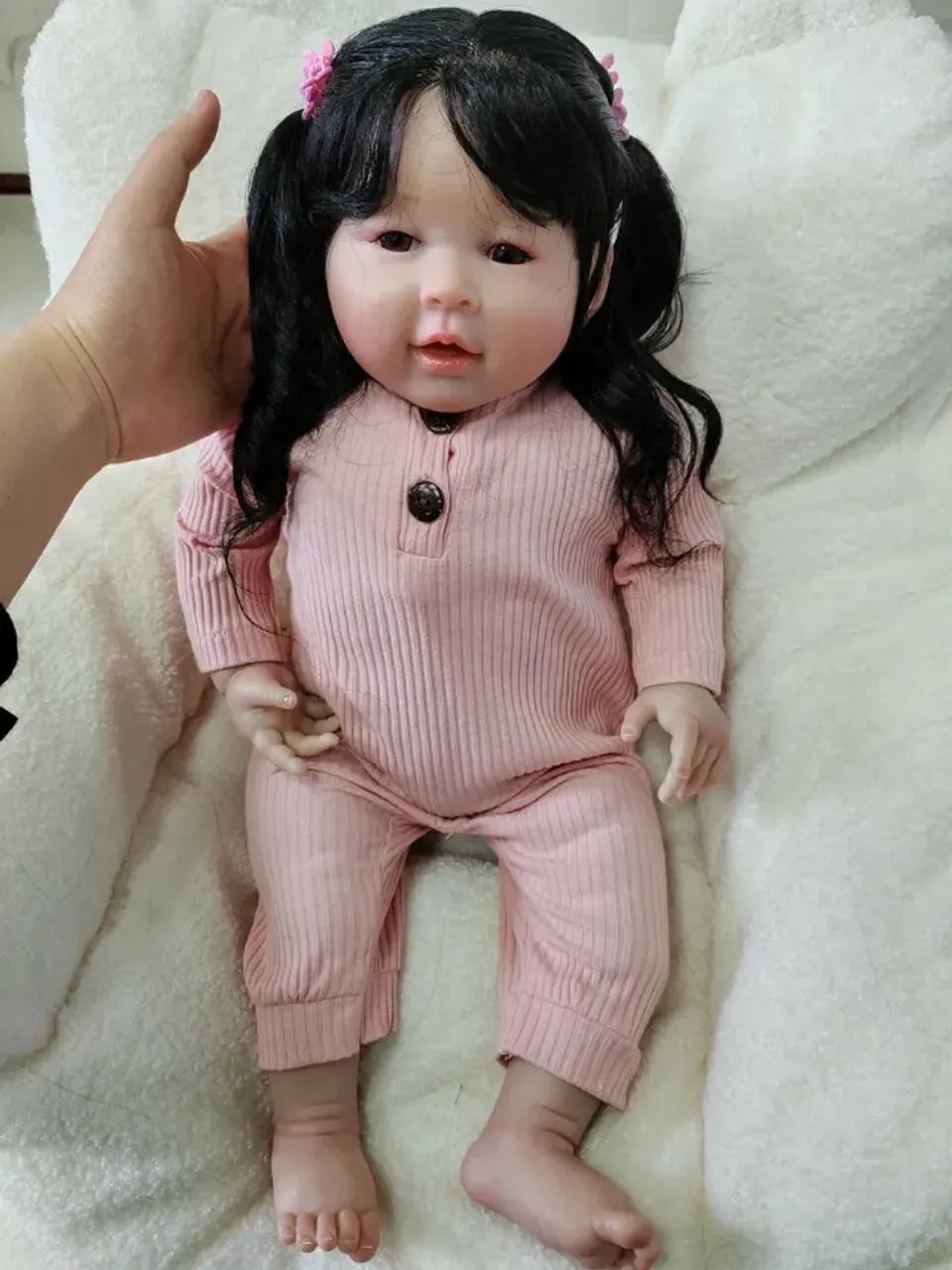 Boneca Bebê Reborn Oriental Japonesa Realista 60cm  - Foto 3