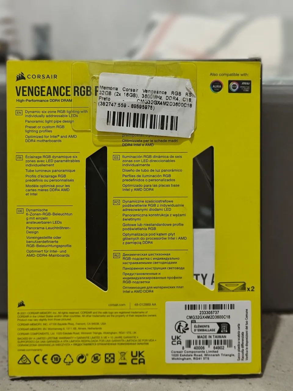 32 GIGAS MEMORIA CORSAIR VENGEANCE RGB RS 3600 - Foto 3