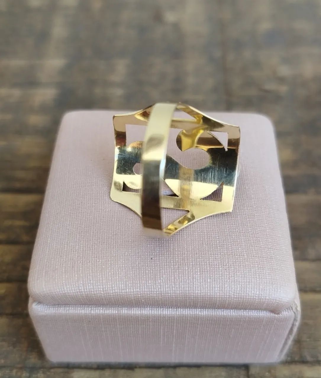 Anel ouro 18k, Letra S, vazado - aro 20 - Foto 2