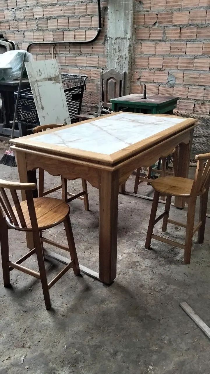 mesa de 4 cadeiras de madeira freijó  - Foto 4