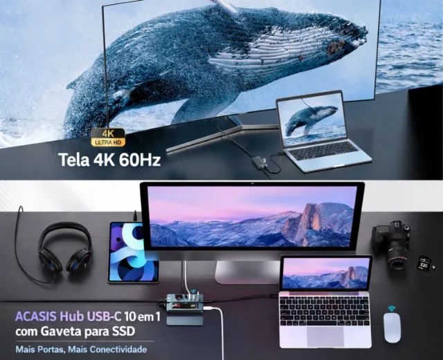 Hub Dock Station 10 Em 1 Usb-c 10gbps Com entrada para Ssd M.2 compatível Mac Mini Macbook - Foto 5