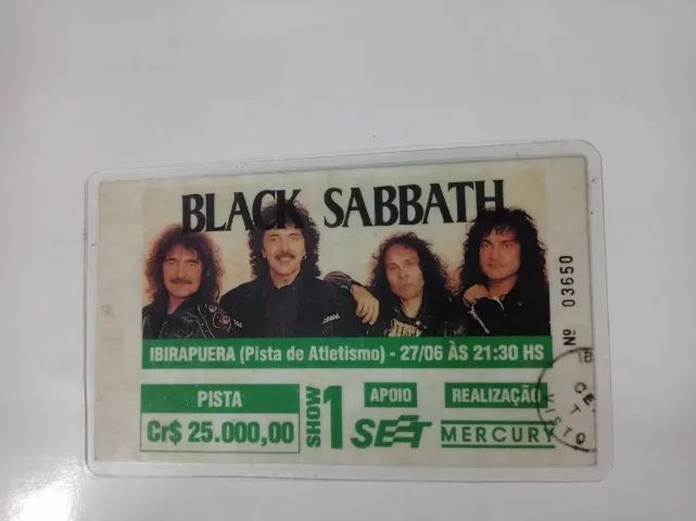 Ingresso Antigo - Show Black Sabbath c/ Dio - 27/06/1992