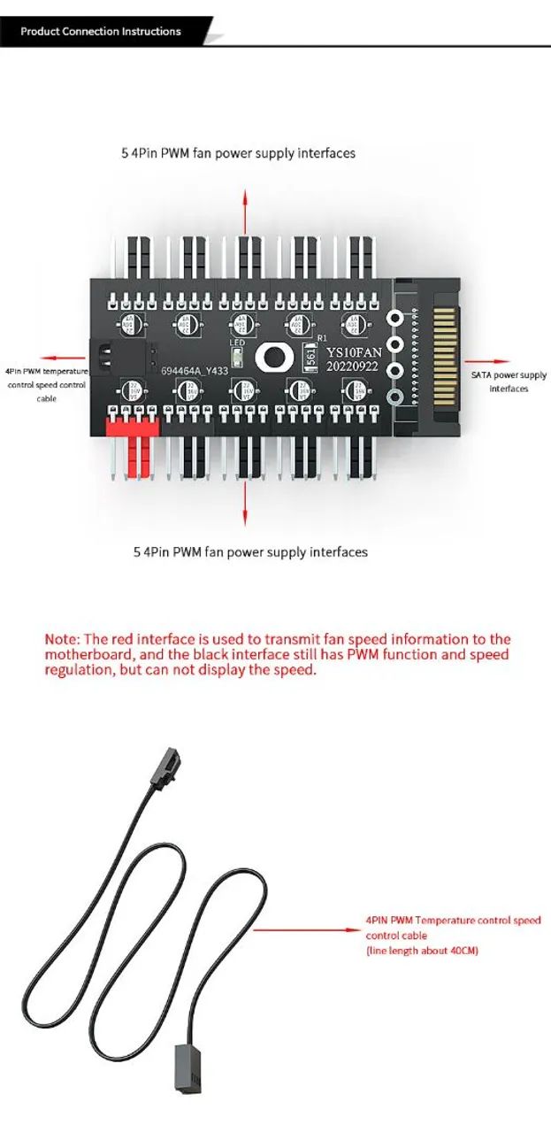 Hub pwm para 10 fans Teucer - Foto 2
