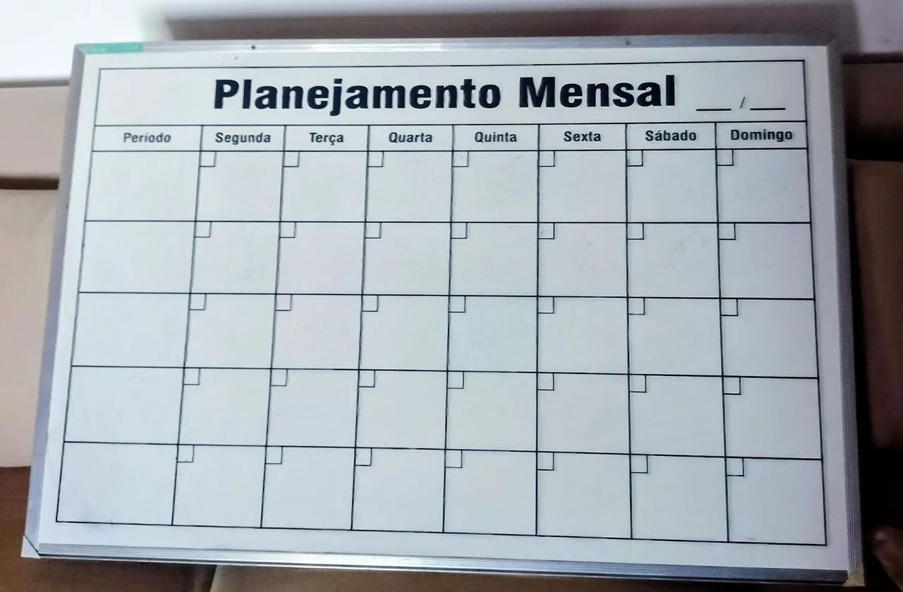 Quadro Planejamento Mensal.