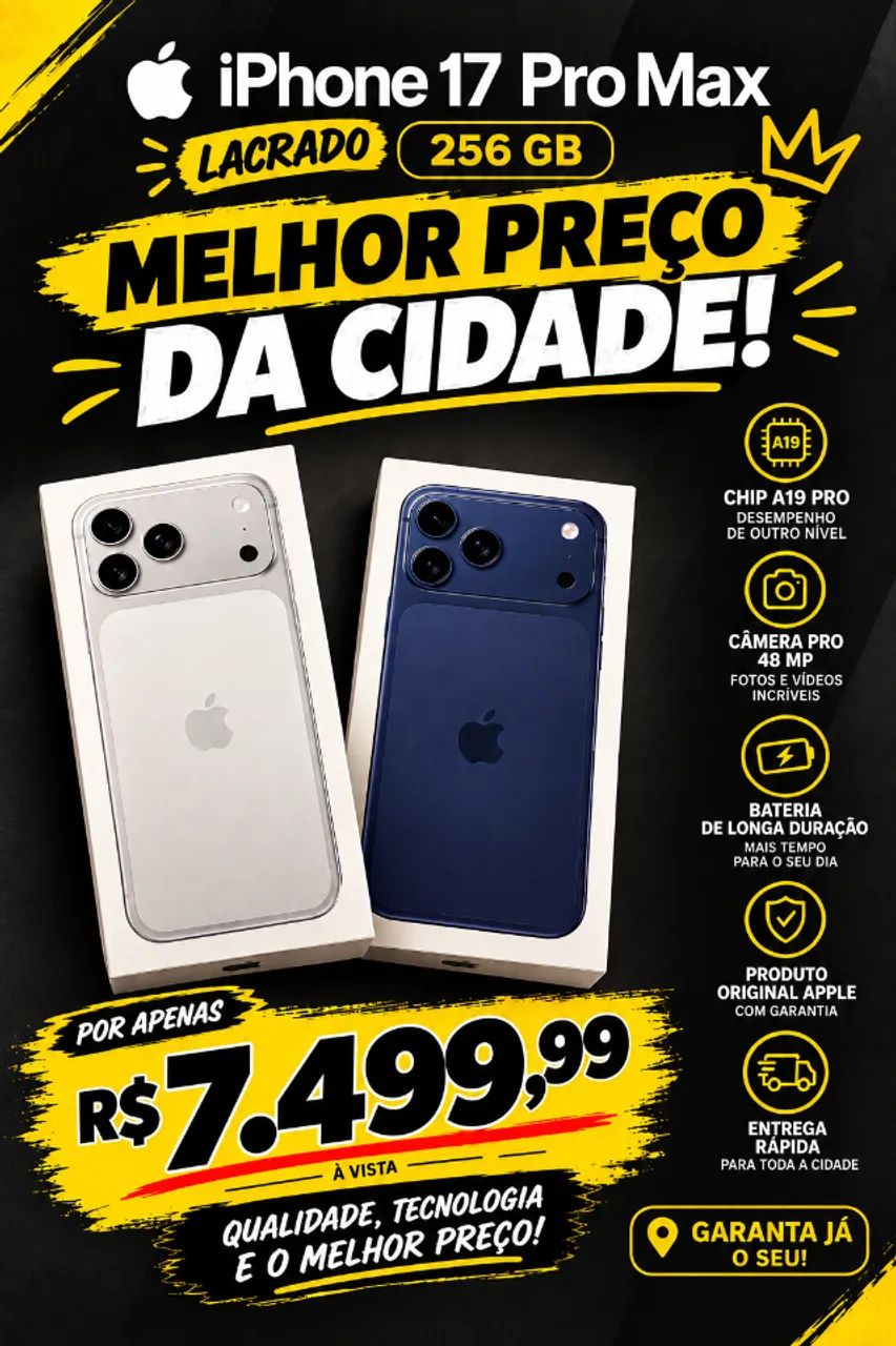 IPHONE 17 PRO MAX 256 GB SILVER E AZUL LACRADO