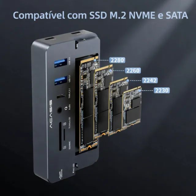 Hub Dock Station 10 Em 1 Usb-c 10gbps Com entrada para Ssd M.2 compatível Mac Mini Macbook - Foto 3