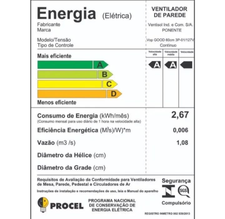 Ventilador de parede 60cm - Foto 3