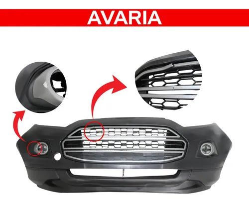 Parachoque Ecosport 2013 A 2017 Friso Cinza Avaria C/detalhe Preto