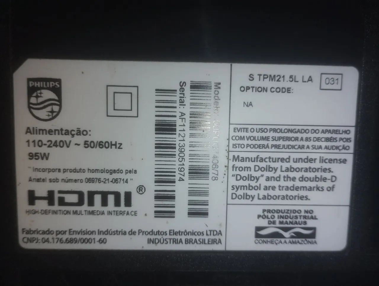TV Philips 50" com defeito - Foto 4