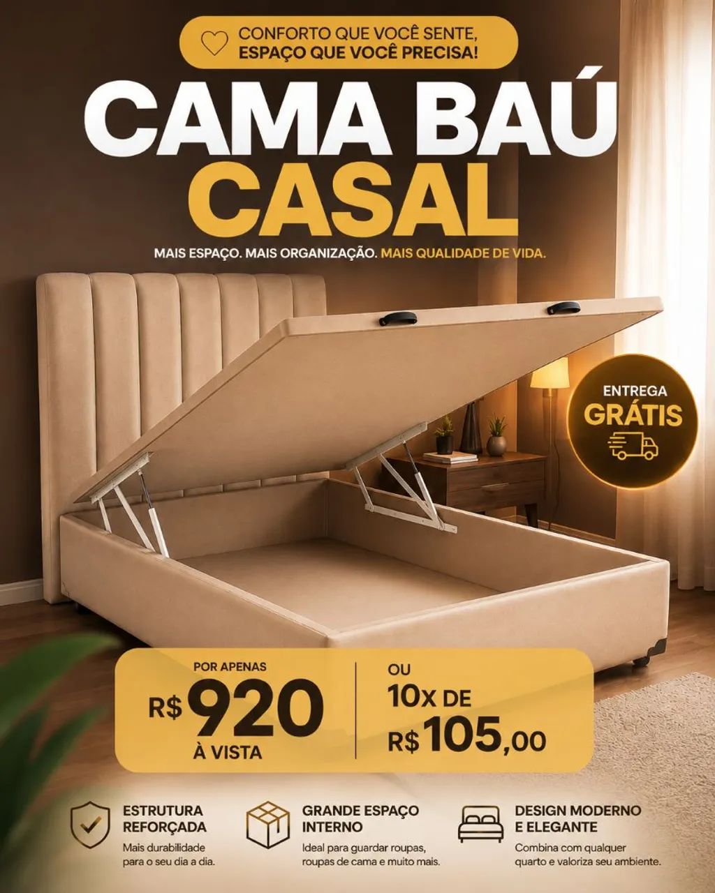 Cama Baú Casal Nova!
