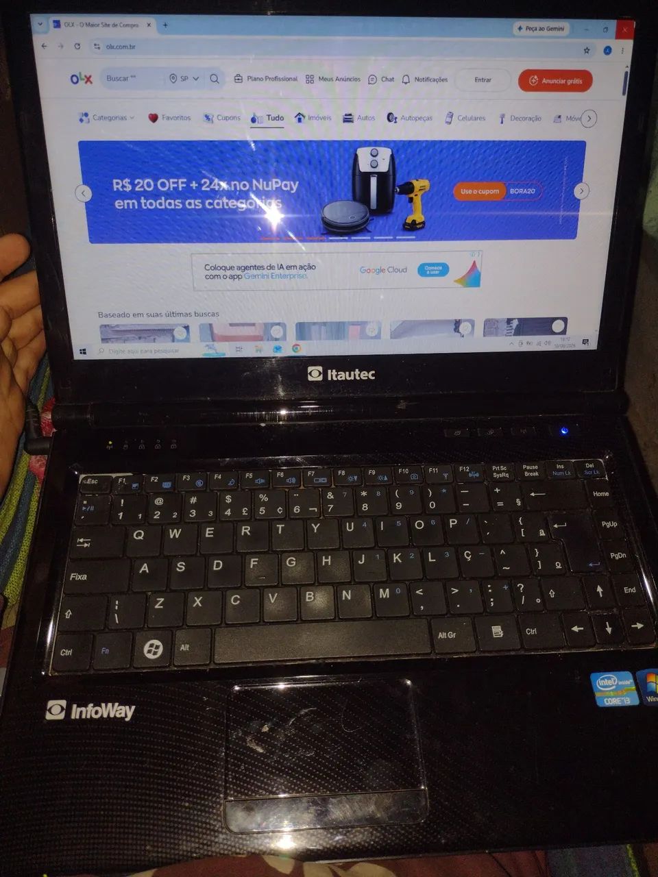 Notebook i3 4ram 320gigas bateria ok win10 entrega 