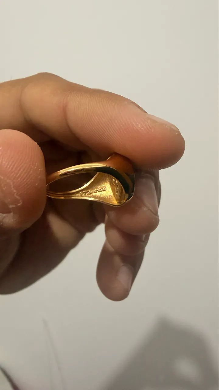 Anel em ouro 18K com letra R cravejada - Foto 4