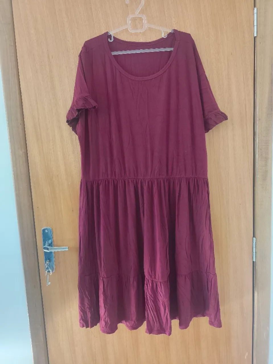 Vestido roxo com babado gravidez/dia a dia 