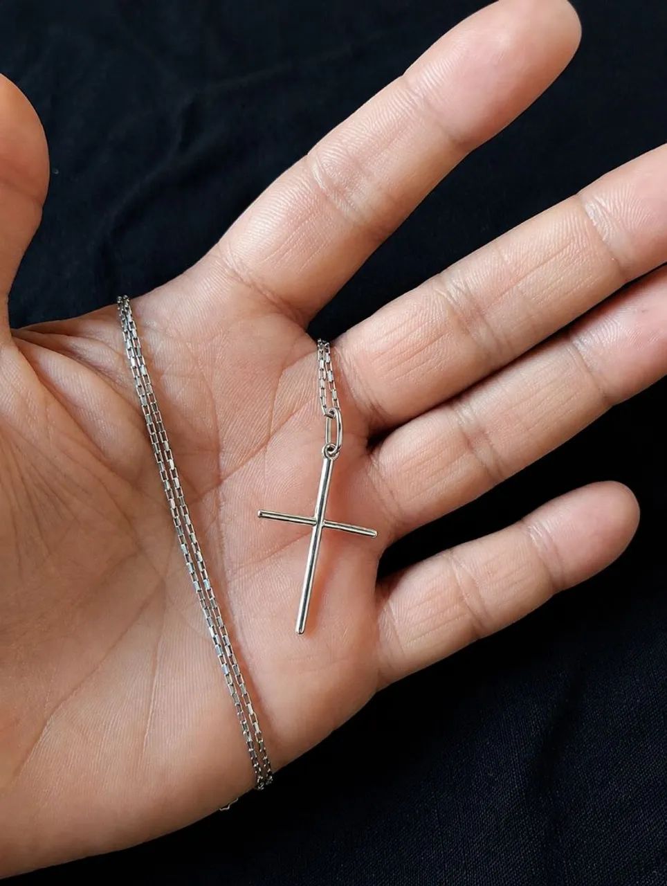Corrente de prata 1mm com pingente de crucifixo  - Foto 2