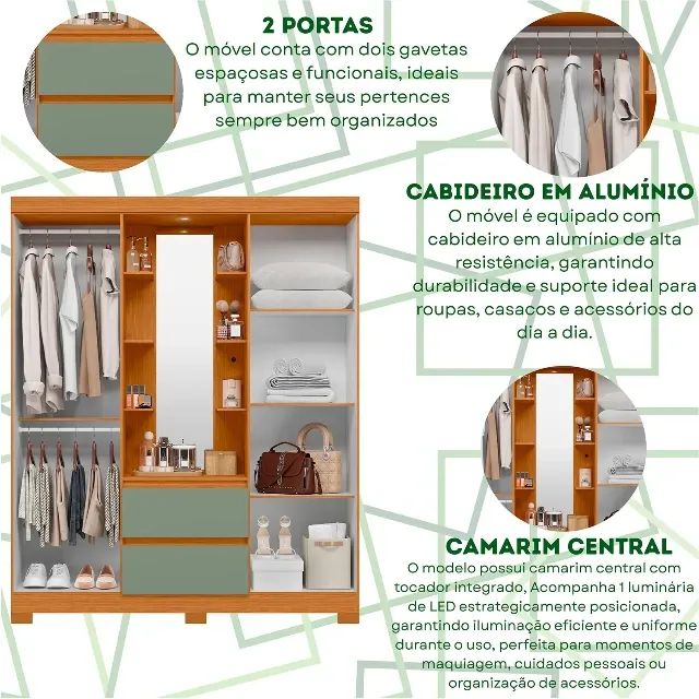 Guarda Roupa Com Led Novo, Entrega CG e Montagem  - Foto 3