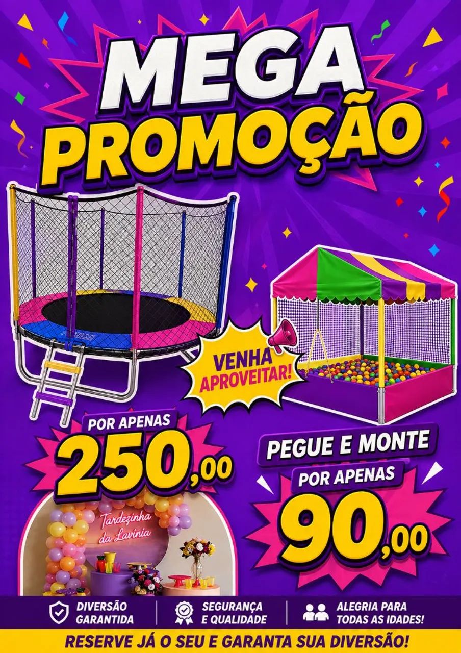 Locação de pegue e Monte, pula pula e piscina de bolinha 