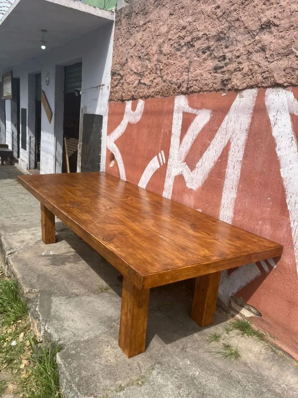 Mesa de madeira maciça grande - Foto 5