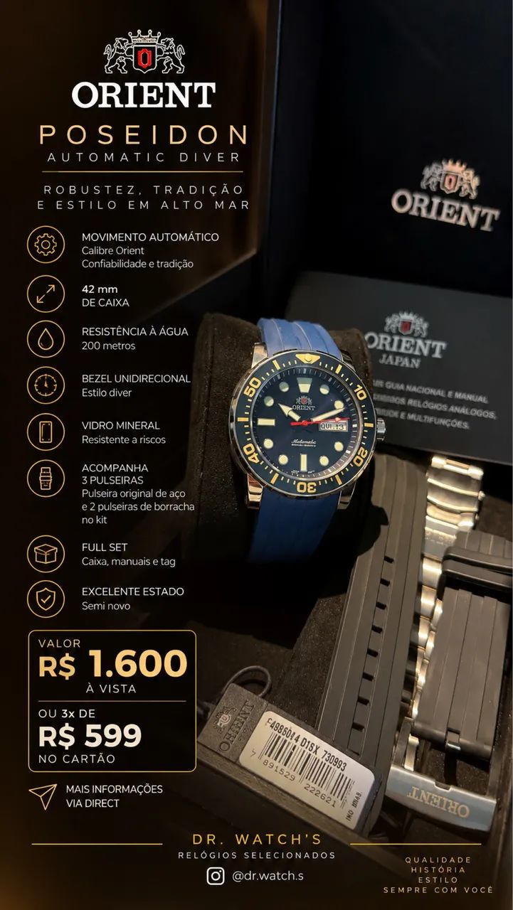 Orient Poseidon diver automático full set 