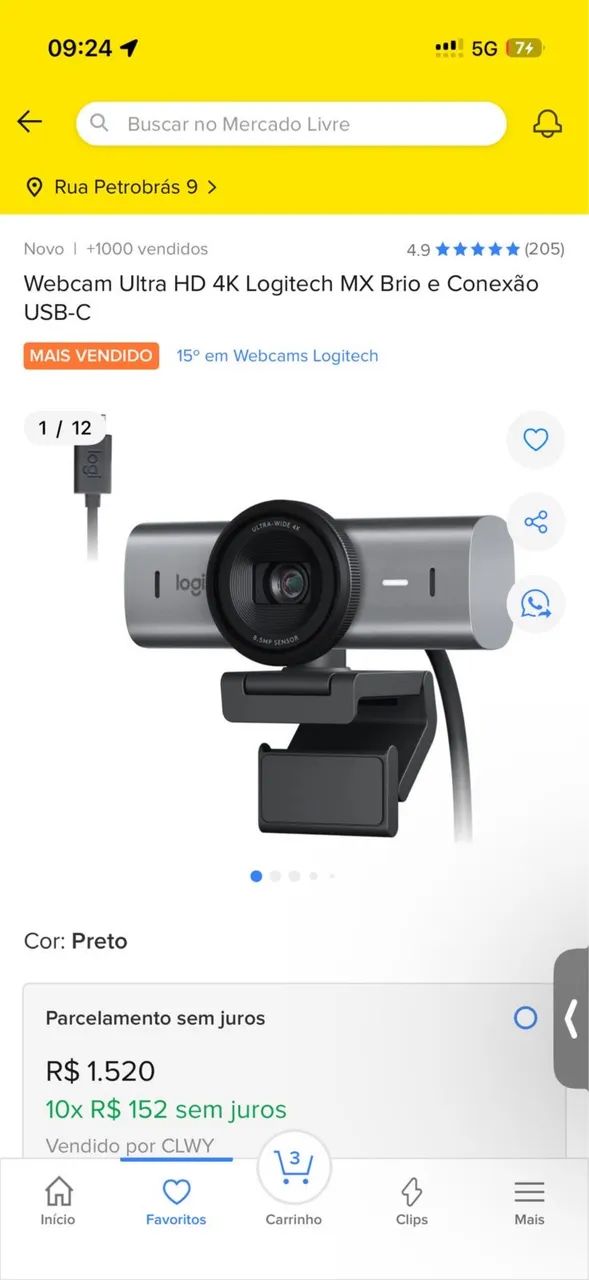 Webcam Ultra HD 4K Logitech MX Brio e Conexão USB-C - Foto 2