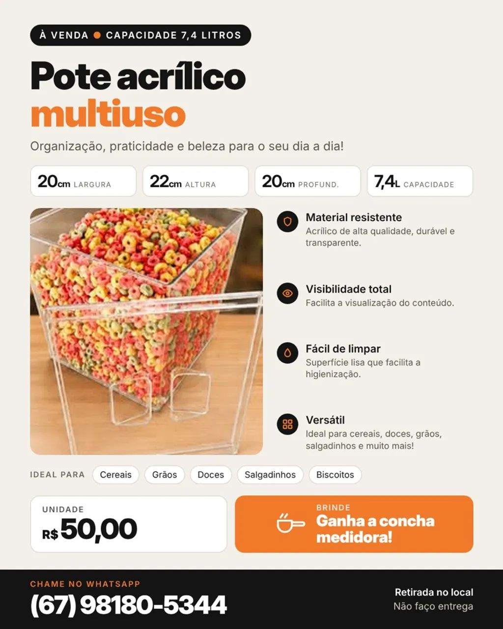 Potes de acrílico 7,4L - Foto 5