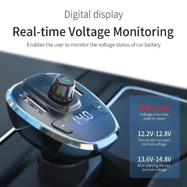 Carregador Turbo Essager F01 Bluetooth integrado, Modulador de FM, Transmissor para carros - Foto 2