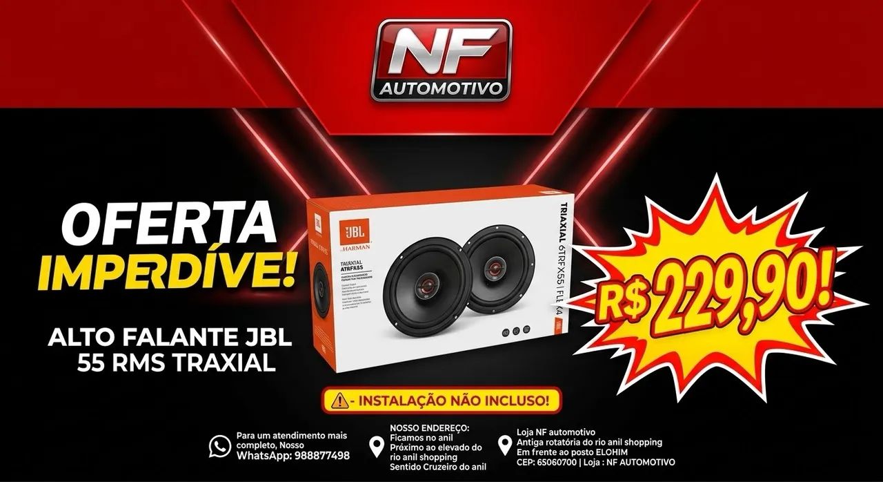 Par alto falante jbl 55 rms 6 polegadas 