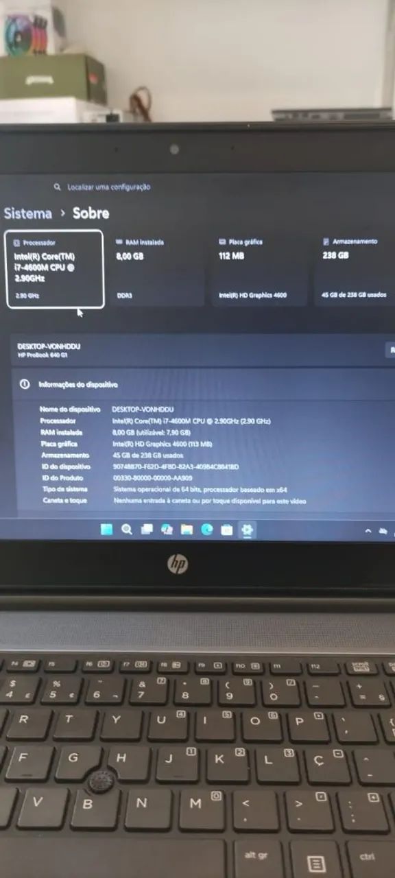 Notebook HP i7 com SSD, 8 de ram e Win 11  - Foto 2