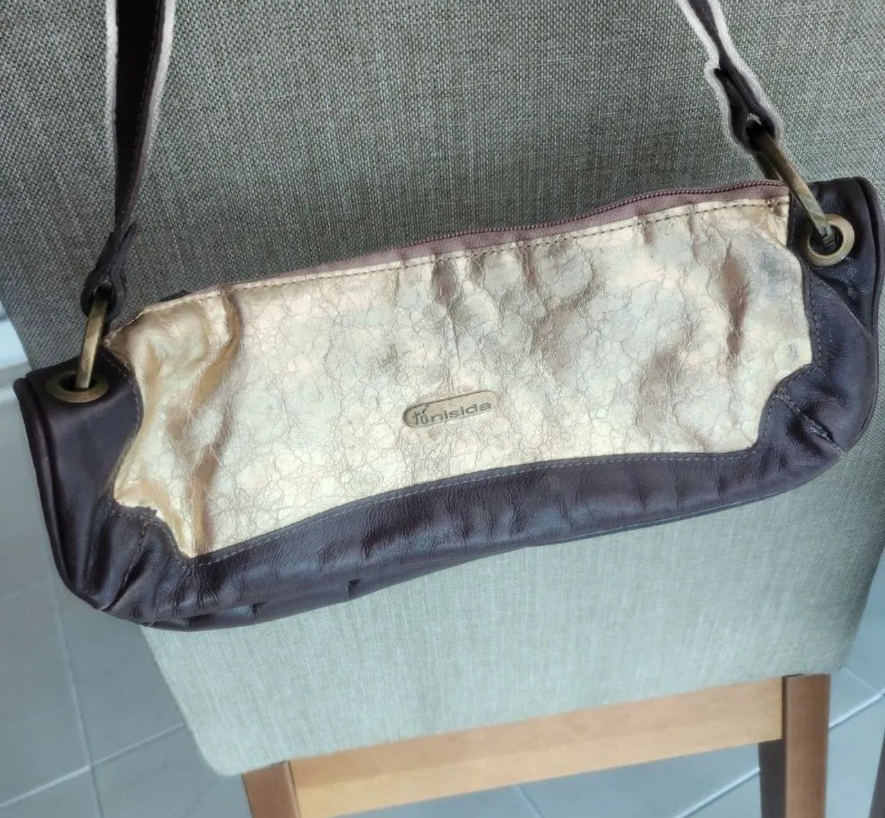 Bolsa dourada de couro original R$ 30 - Foto 4