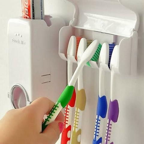 Suporte de escova com dispenser de creme dental
