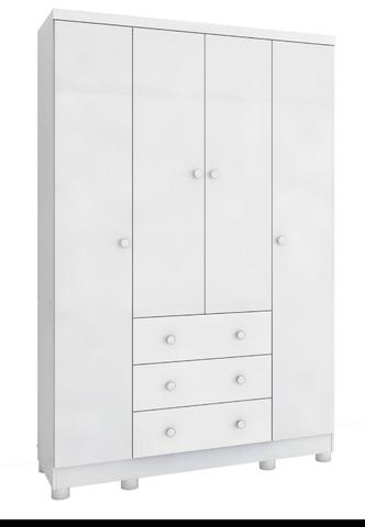Frete Grátis* Roupeiro Infantil Guarda Roupas 4 Portas 3 Gavetas - Junior *NOVO - Foto 2