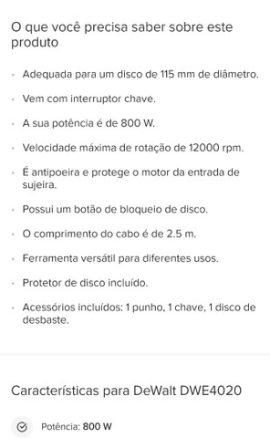 Esmerilhadeira Dewalt 800w profissional  - Foto 4