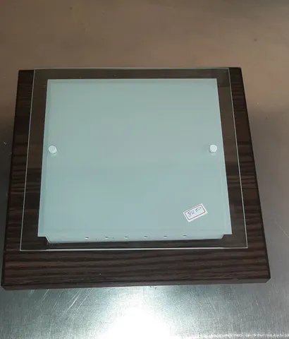 Plafon quadro madeira com vidro para 2 lâmpadas E27 - 3 unidades