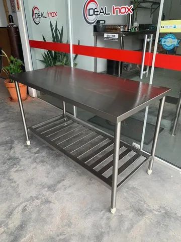 Mesa inox industrial com prateleira - nova - Foto 2